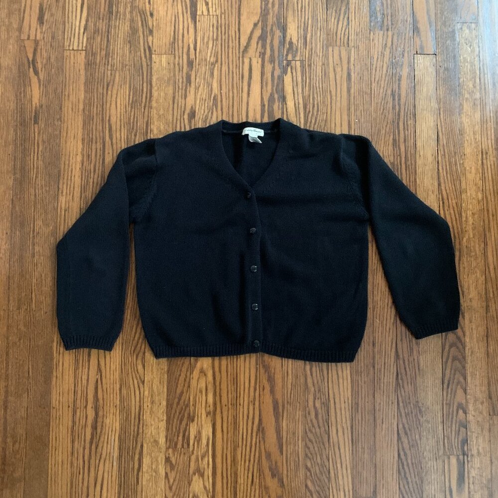 Boxy black 100% cotton Eddie Bauer Cardigan cozy retro 90s grunge Medium Womens
